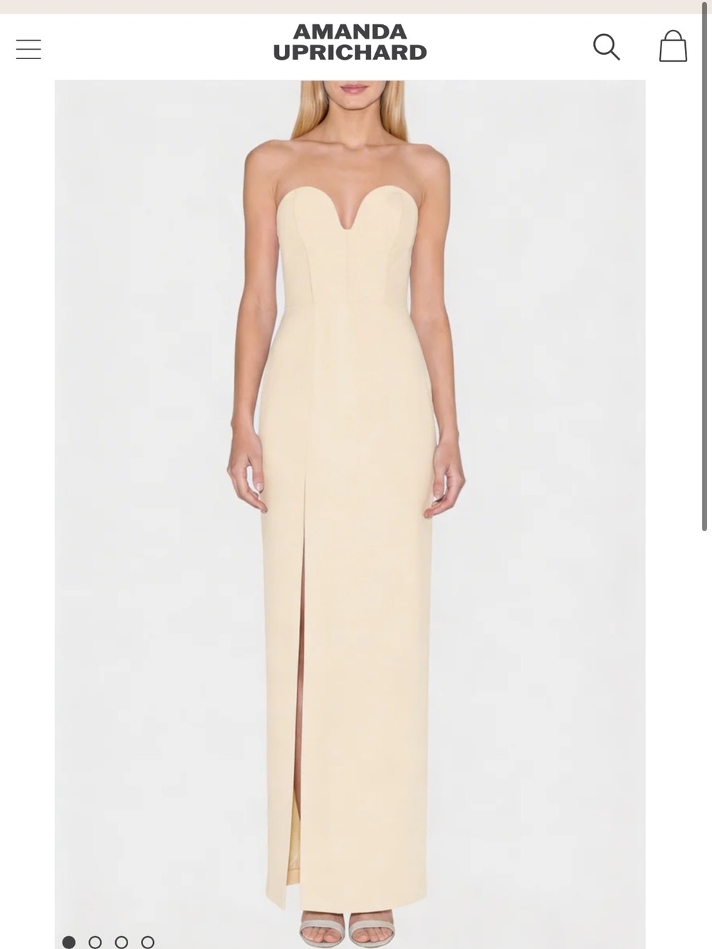 Amanda Uprichard Cream Strapless Sweetheart Gown
